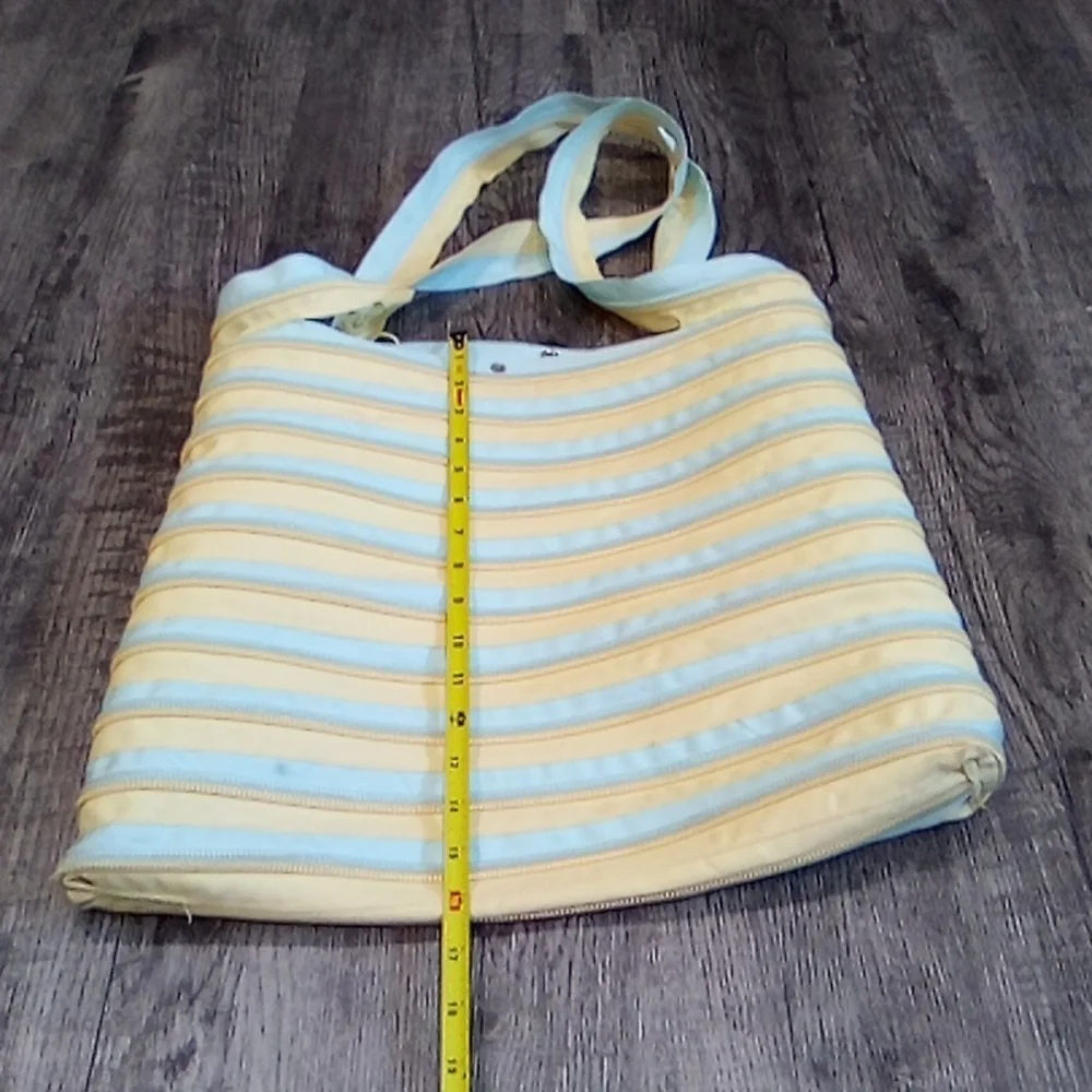 Striped Yellow and Blue Tote Bag